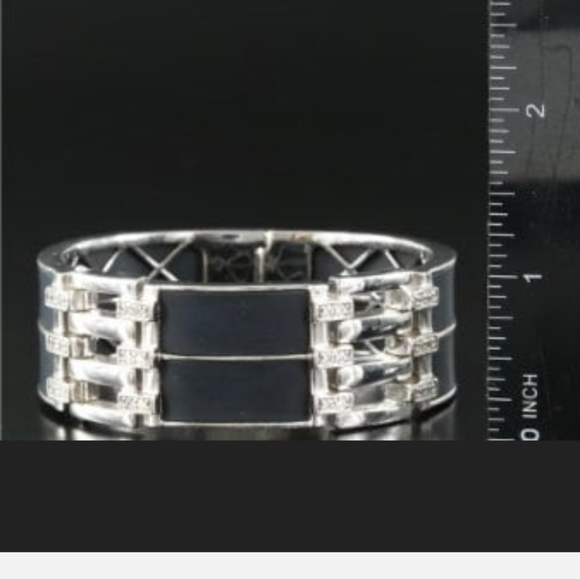 Belle Étoile Sterling Silver Heavy Handmade Italian CZ Rubber Bracelet - Picture 2 of 4